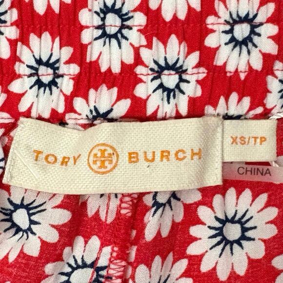 Tory Burch Primrose Beach Pants Nantucket Red Tassel Sz XS NWT Flaw Red Bleed - Picture 6 of 9